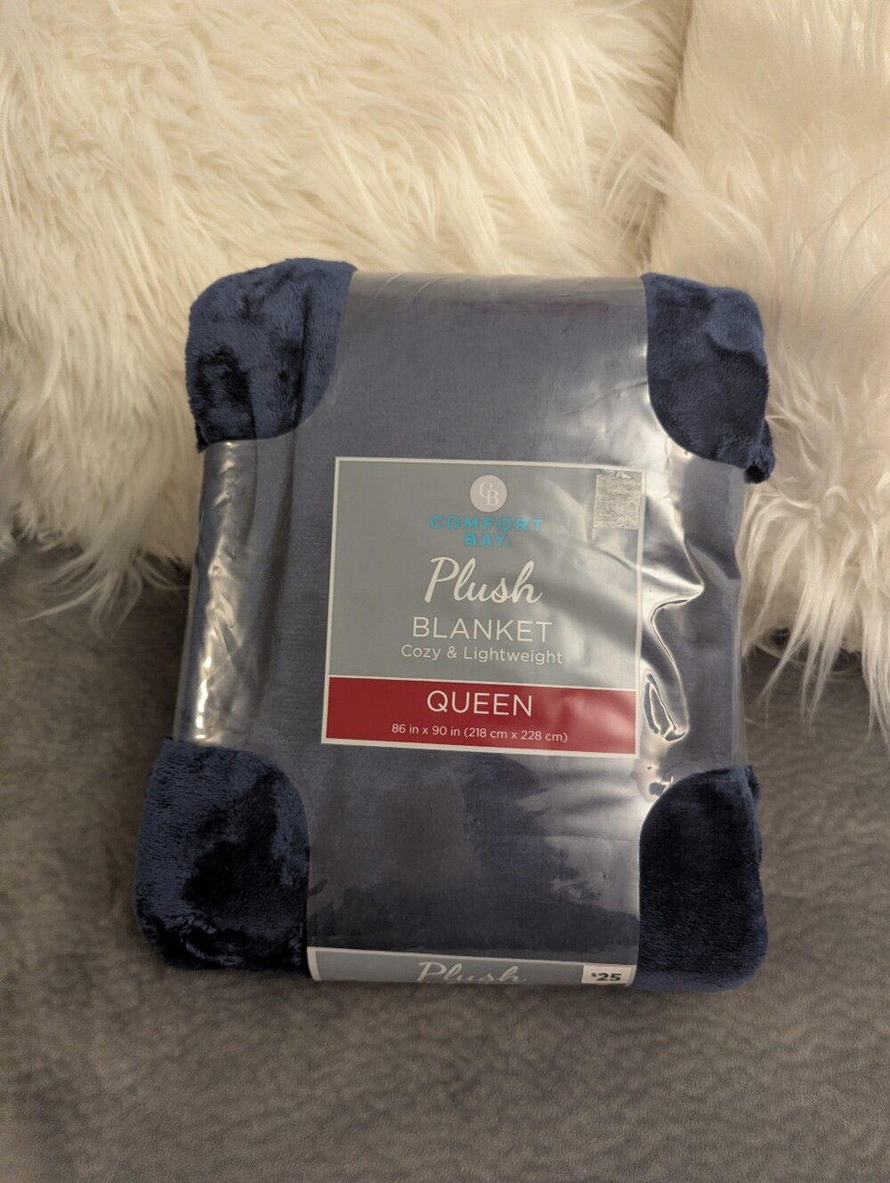 Comfort Bay Plush Blanket - Queen - Blue